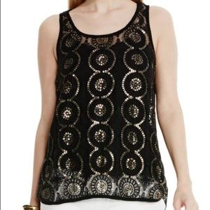 Sequin Embroidered Mesh Tank